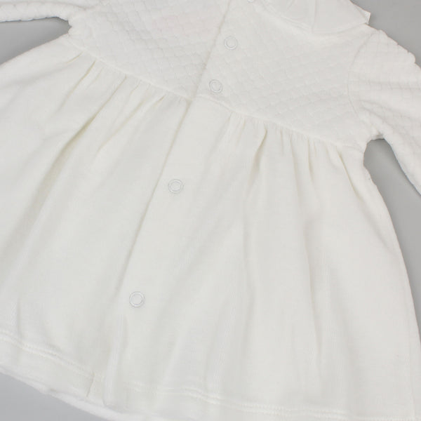 baby girls white dress and tights