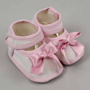 white pink baby girls booties