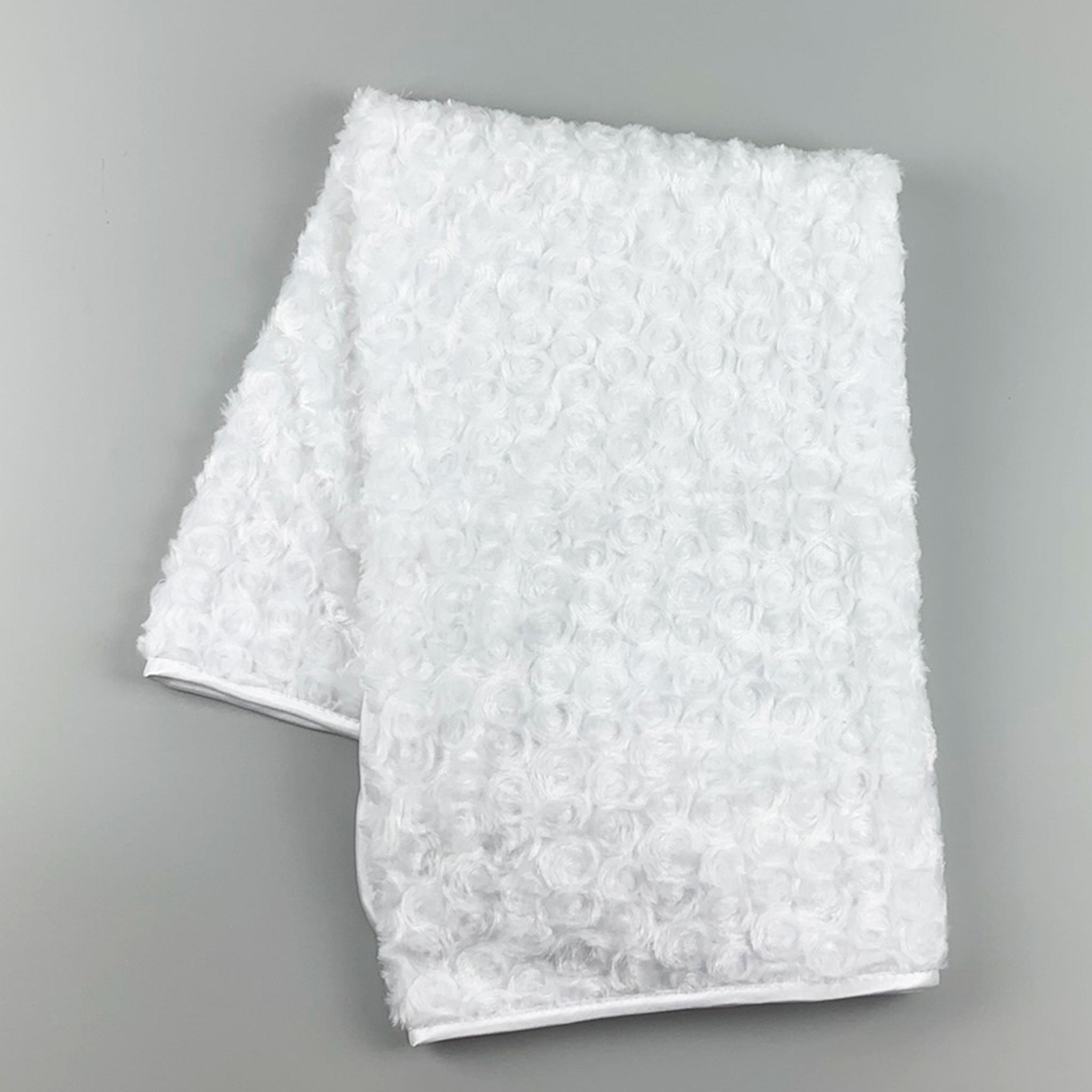 white rosebud texture baby blanket