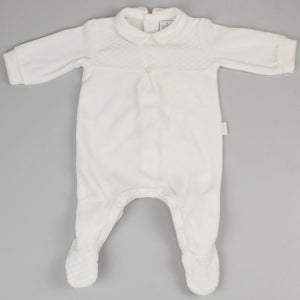 white velour all in one baby unisex