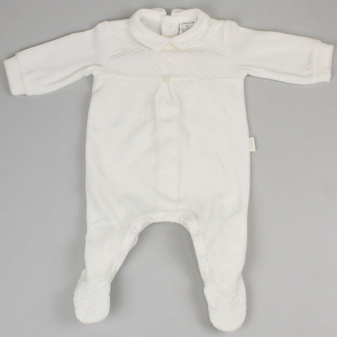 white velour all in one baby unisex