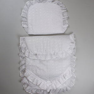 Pram set - Quilt and Pillow - Broderie Anglaise White