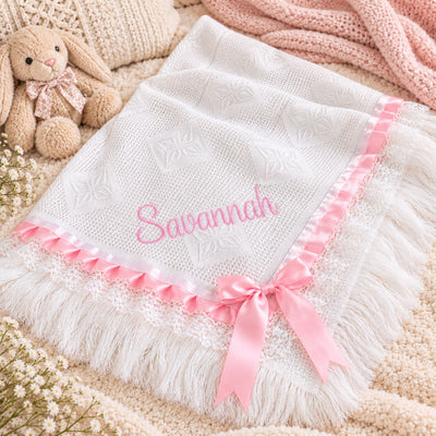Personalised “Princess” Baby Shawl White – Luxury Baby Shawl with Name