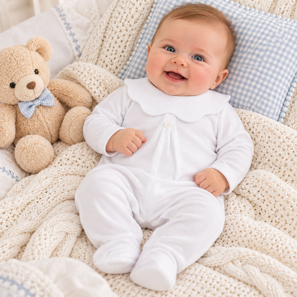 baby white cotton sleepsuit babygrow