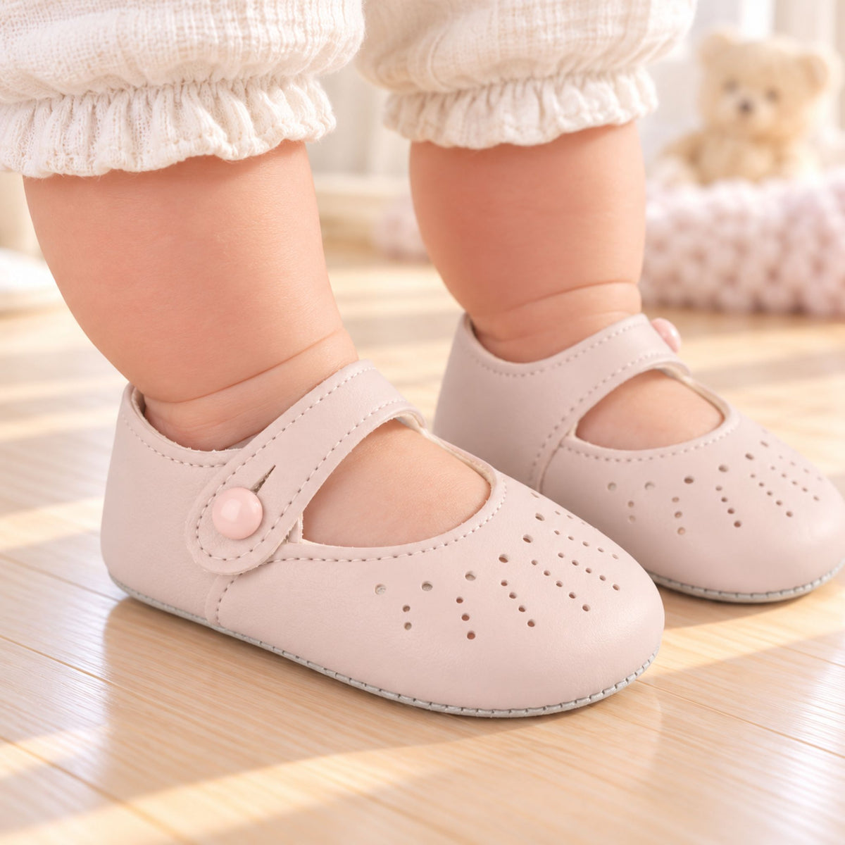 Baypods Baby Girls Dusky Pink Soft Sole Shoes with Strap