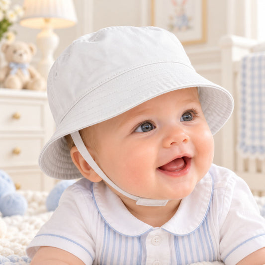 baby white bucket hat