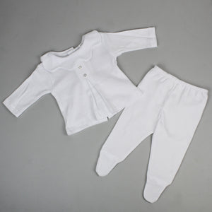 baby two piece cotton outfit unisex white