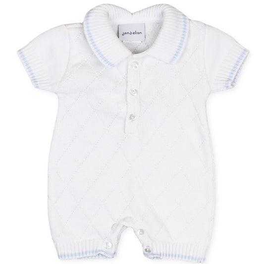 baby boys knitted collar outfit white