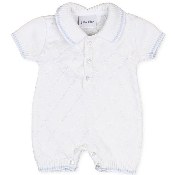 baby boys knitted collar outfit white