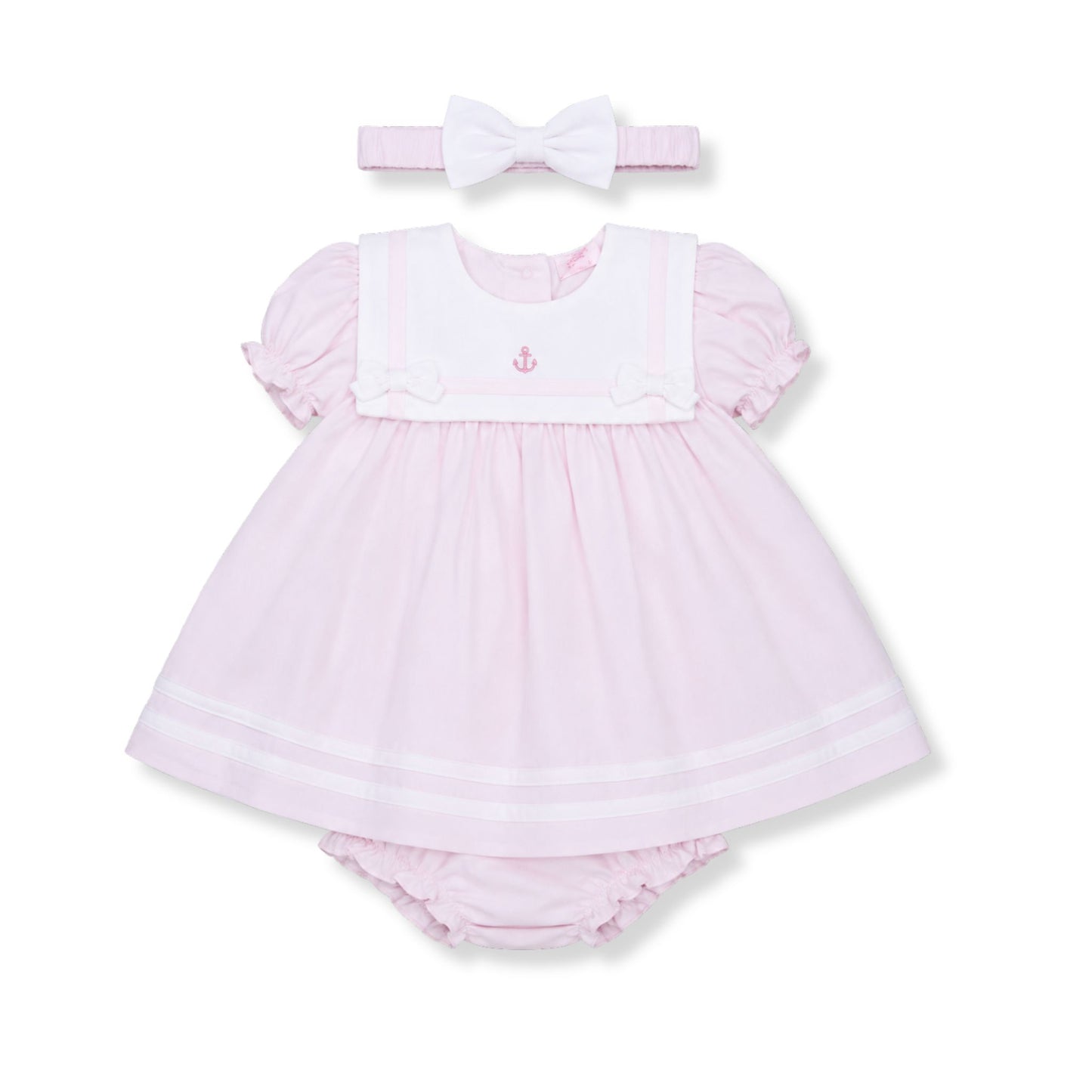 Baby Girl Pink Summer Dress Set – Sailor Style with Embroidered Anchor & Matching Accessories (Copy)