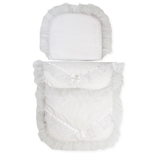 sparkle white pram set quilt and pillow