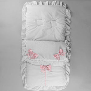 baby girls white and pink cosy toes satin bows