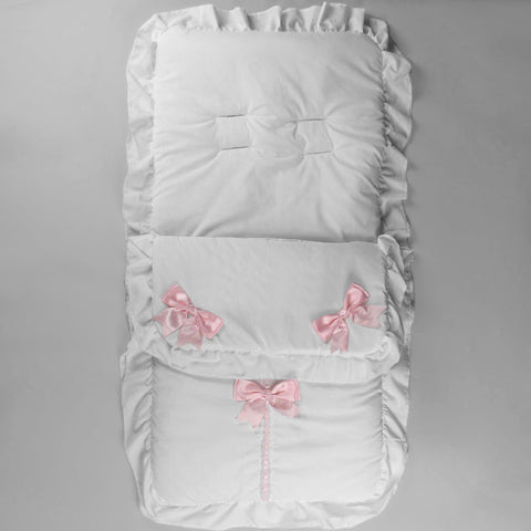 baby girls white and pink cosy toes satin bows