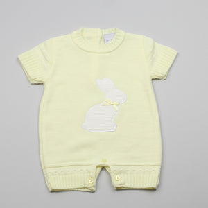 Unisex Yellow Romper with Bunny - Knitted Outfit