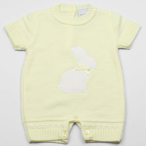 dandelion yellow lemon baby knitted romper with bunny