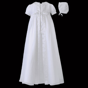 Sarah Louise Ceremonial Christening Gown and Bonnet - White - 001058
