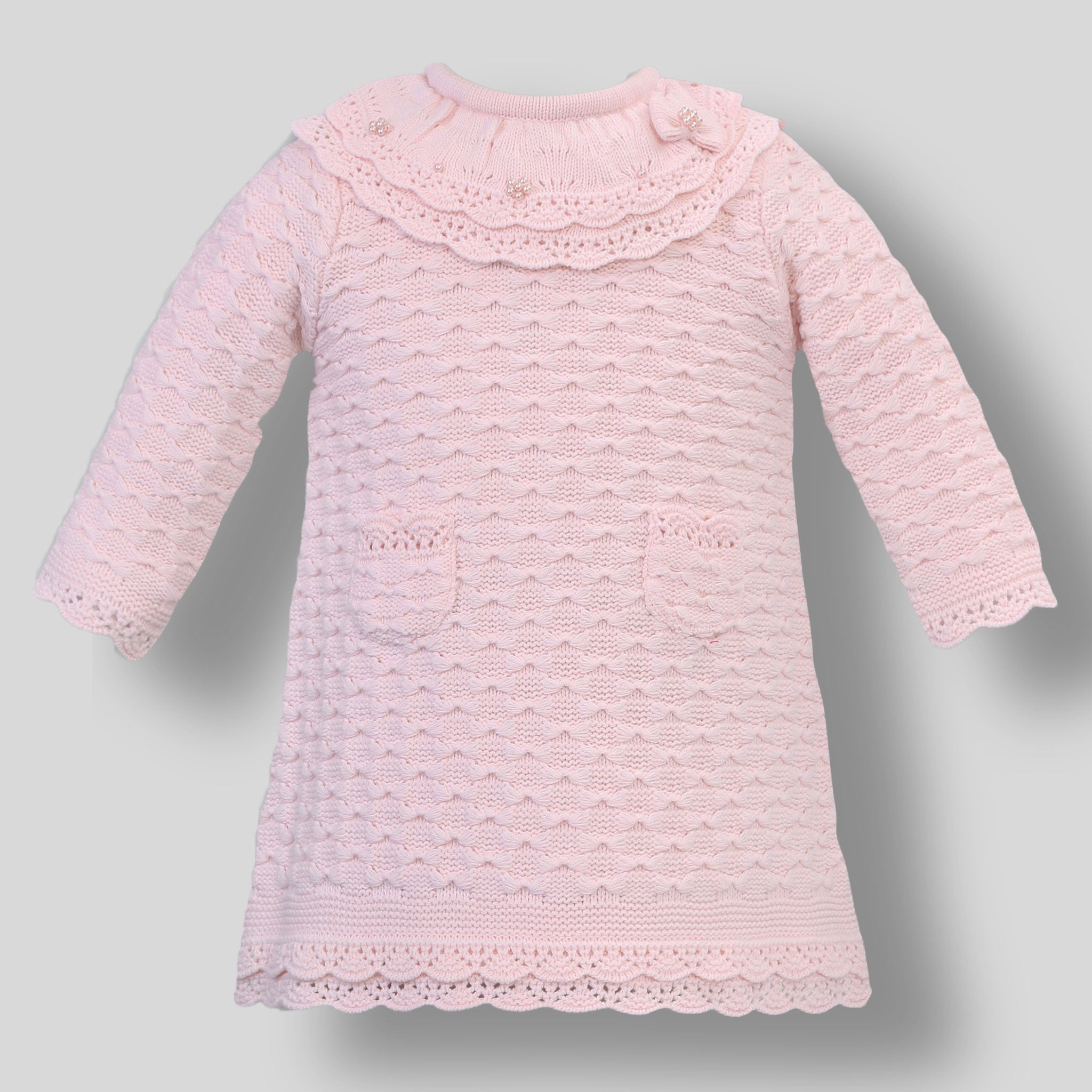 Baby Girl Knitted Dress - Pink - Sarah Louise 008189