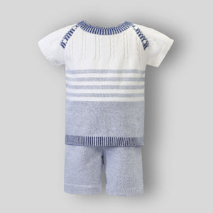 Baby Boy Knitted 2 piece Top and Shorts - Sarah Louise 012339