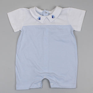 baby boys sailor outfit with boats in blue and white