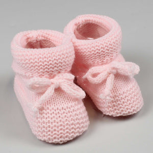 baby girls pink knitted booties