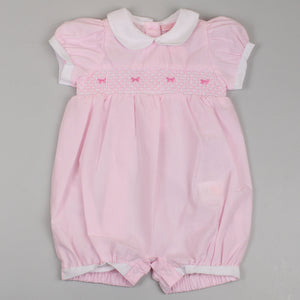 baby girls smocked pink outfit with collar