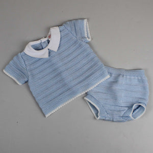 baby boys knitted two piece outfit blue pex hugo