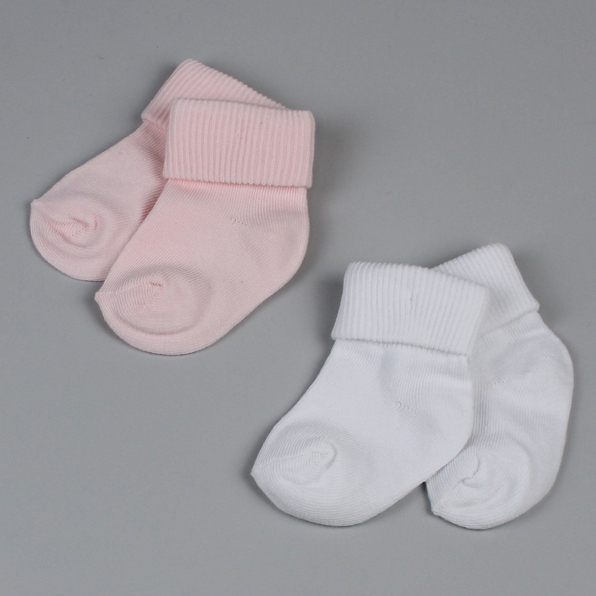 Two Pack Baby Girl Ankle Socks - White / Pink - Pex Roma
