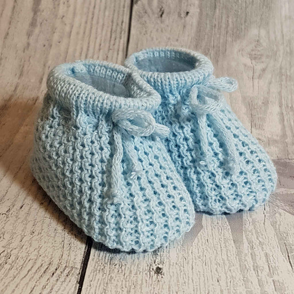 Blue Knitted Booties Newborn to 6 months