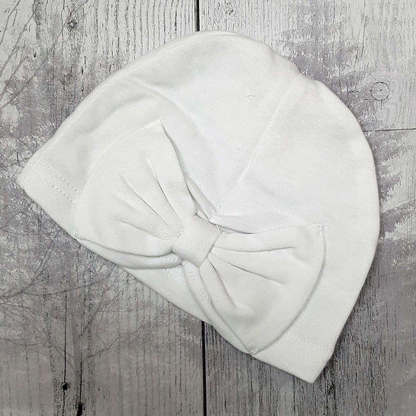 white cotton turban hat baby girls