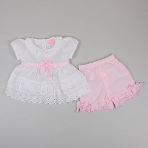 bay girls two piece dress and shorts summer outfit in pink