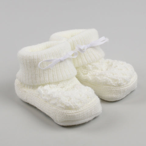 White Baby Booties with bow Newborn to 6 months