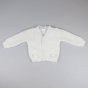 unisex baby white cardigan knitted