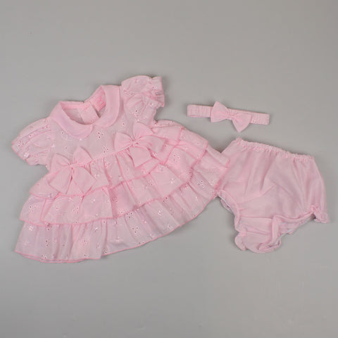 baby girls summer dress with pants and headband in pink