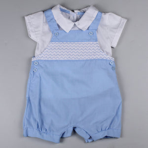baby boys two piece blue outfit dungarees
