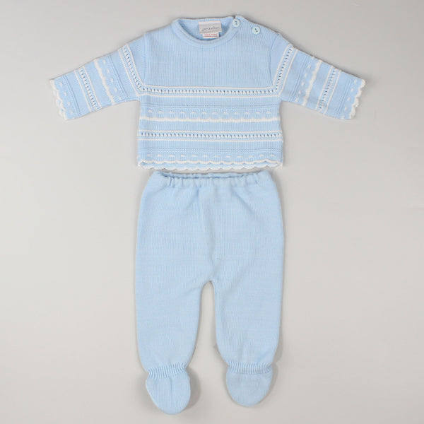 dandelion blue 2 piece knitted outfit