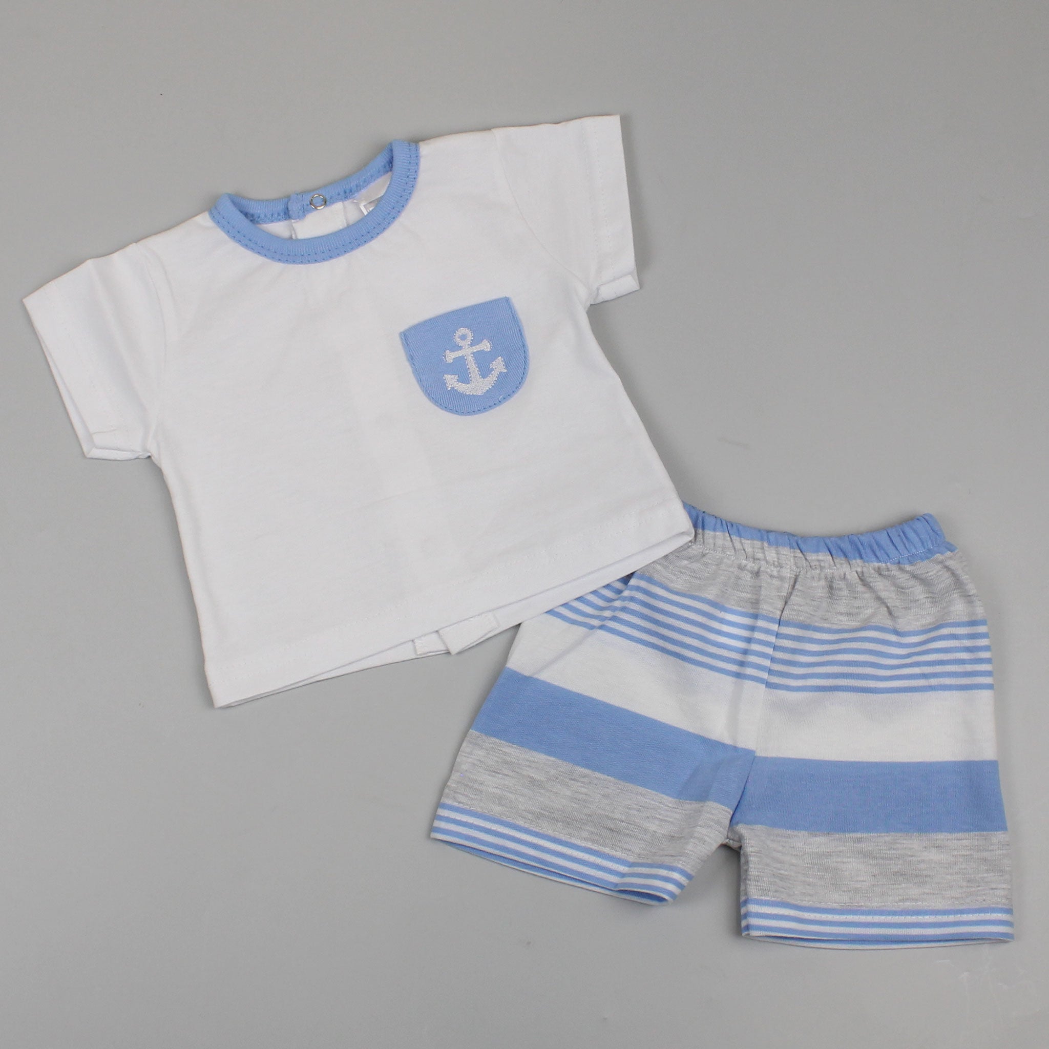 baby boys cotton sailor outfit with shorts and tshirt