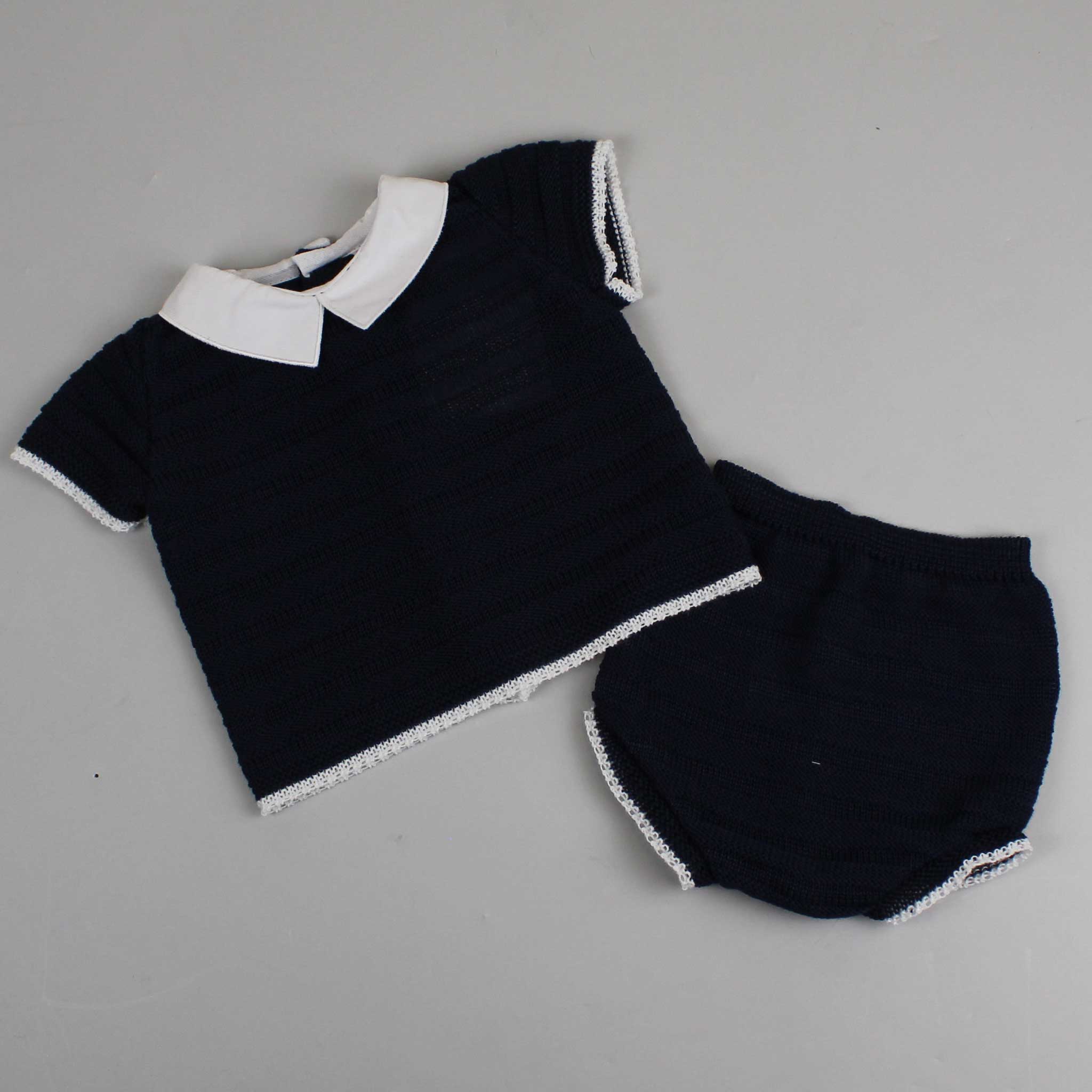baby boys navy knitted outfit co ords set