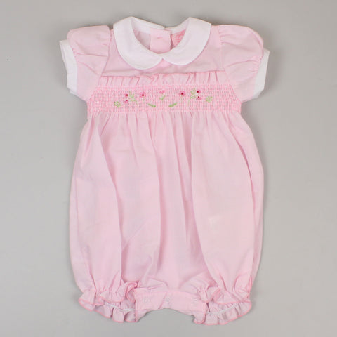 baby girls flower pink summer outfit smocked