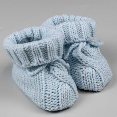 baby boys knitted blue booties