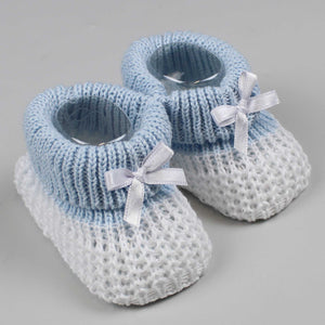 baby boys knitted booties