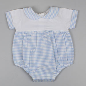 baby boys blue gingham outfit with collar