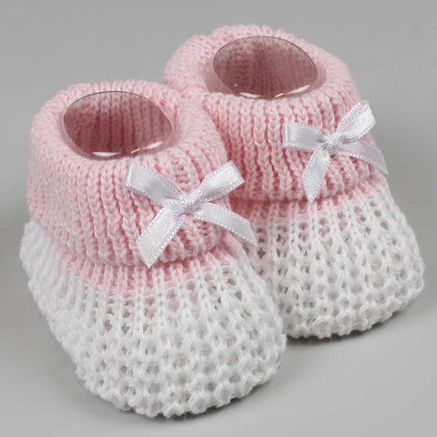 baby girls knitted newborn booties