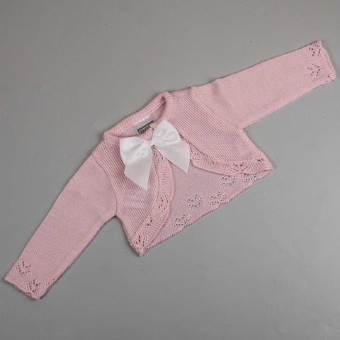 baby girls pink cardigan with white bow