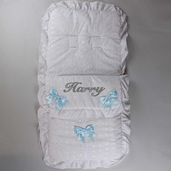 baby footmuff cosy toes white blue