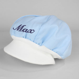 Baby boys personalised sun hat baker cap blue