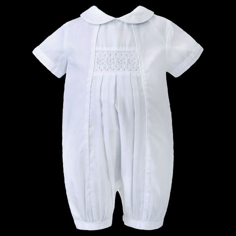 Baby Boy Christening Romper - Sarah Louise C3000 White / White