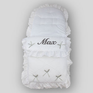 Personalised Cosy Toes / Footmuff - Universal White and Grey