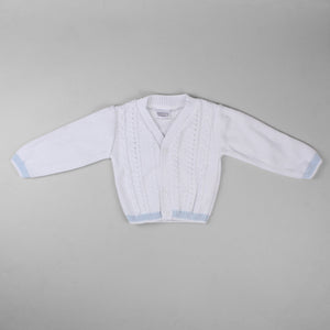 baby boy knitted cardigan pex fergus white