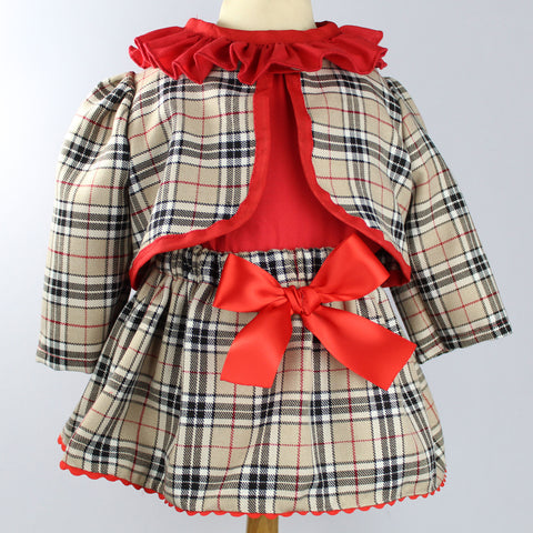 tartan baby dress with jacket and blouse
