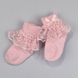 pink baby girls frilly socks